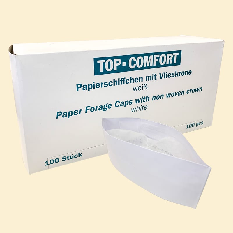Papierschiffchen mit Vlieskrone weiss 100 Stk