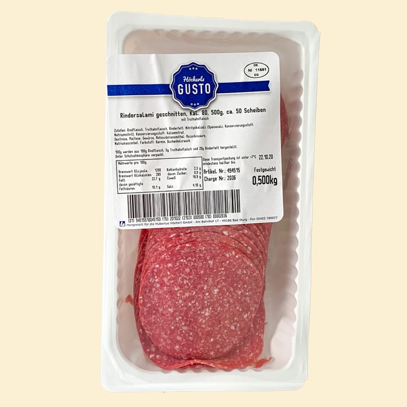 Rindersalami geschnitten